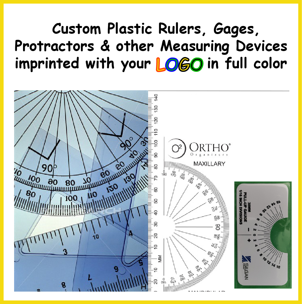 Custom Promotional Plastic Rulers, Triangle Rulers, Gauges, Protractors with Logo