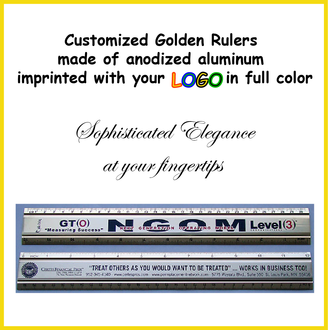 Promotional Elegant Golden Rulers with Logo